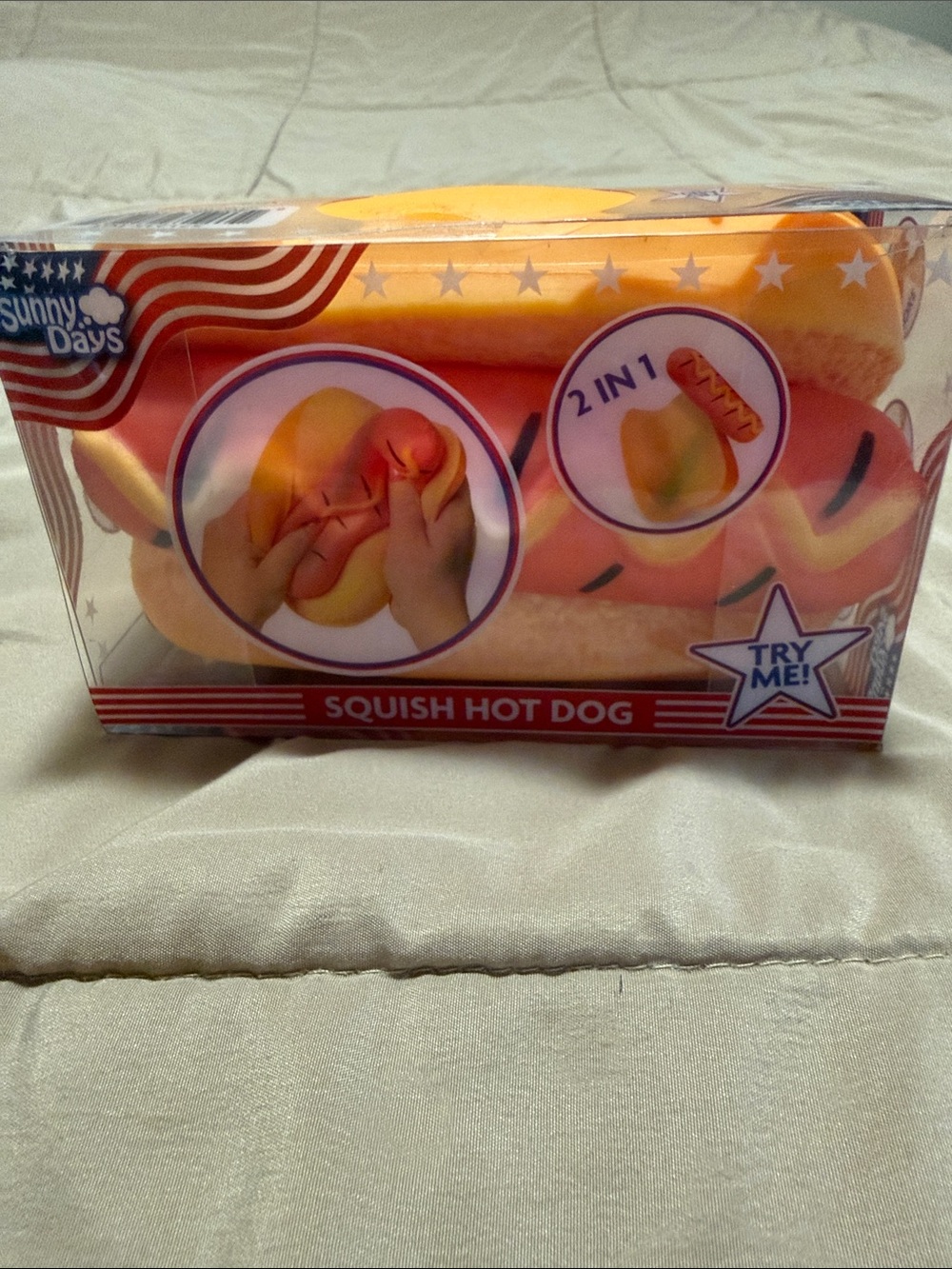 Yellow & Pink Squish Hot Dog Toy